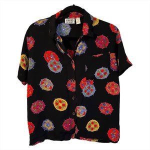Chico's Asian Umbrella Button Up Camp Shirt M